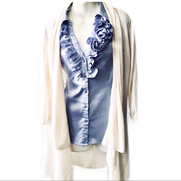 New York & Company Sweaters - New York & Company Cream Open Cardigan Size L